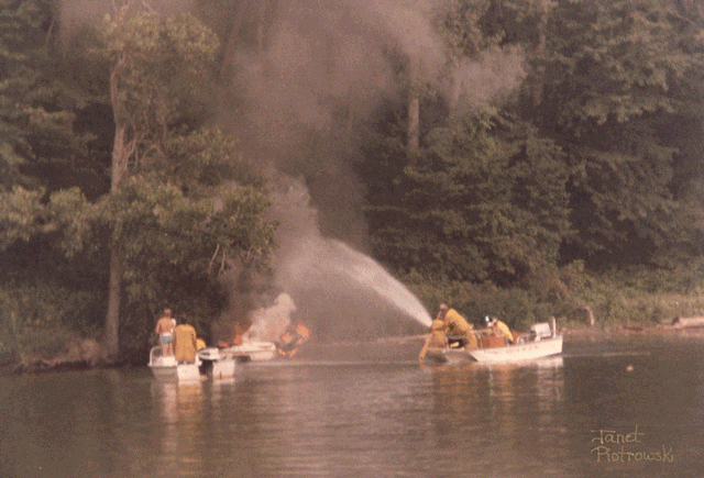 Boat fire on Irondequoit Bay